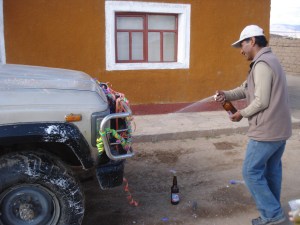 offereing to the Pachamama bolivia, beer offering to the mother earth goddess