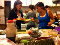 Consuelo and Sophie preparing plantains