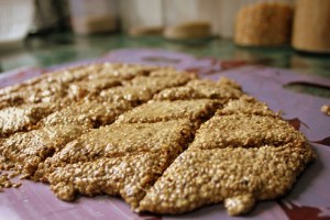use a spatula to cut the candy into diamonds. check out my top-of-the-line designer plastic shopping bag?