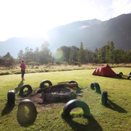 Misty crater camping